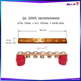 บัสบาร์ทองแดง บาร์กราวด์ บาร์นิวทรัล 100A 200A มาพร้อมลูกบัสบาร์ SM-35 และ น๊อต ครบชุด