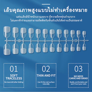 Nawoelite120 ชิ้นเล็บปลอม Pvc แบบบางพิเศษ ไม่มีตําหนิ ไม่แตกหักง่าย 12 ขนาด จัดส่งที่รวดเร็ว เล็บปลอมสี่เหลี่ยมคางหมู