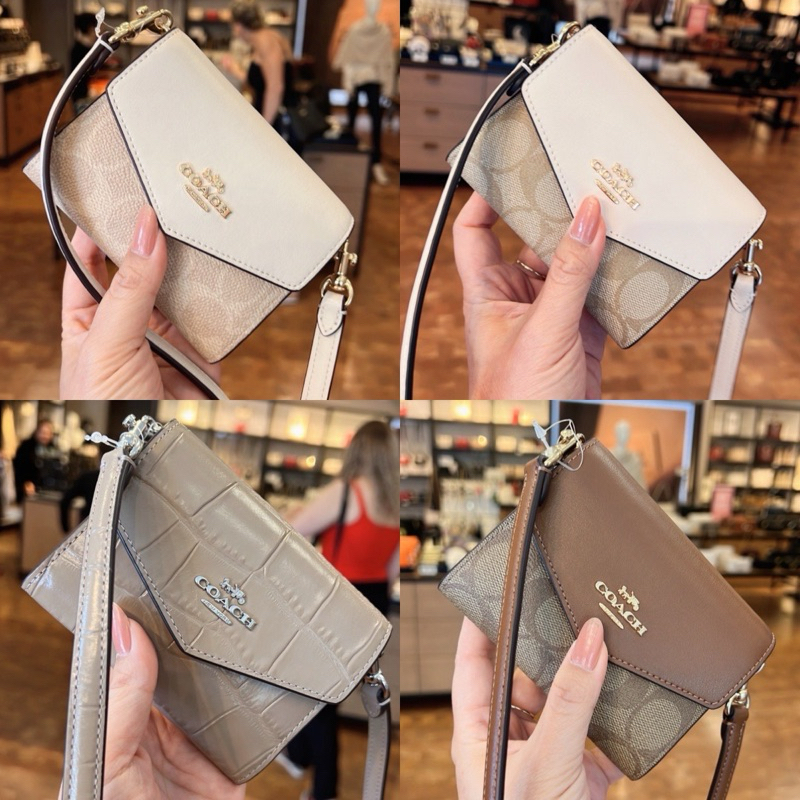 Coach Mini Envelope Wallet With Strap In Signature Canvas CX162