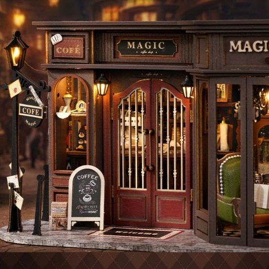 ส่งด่วนกทม.   บ้านตุ๊กตา DIY ประกอบเอง Vintage Coffee Shop เปิดหน้าได้ ของเล่น CUTE ROOM F-041 ราคา ถูกที่สุด ดีลบีเคเค แกลเลอรีภาพที่ 3