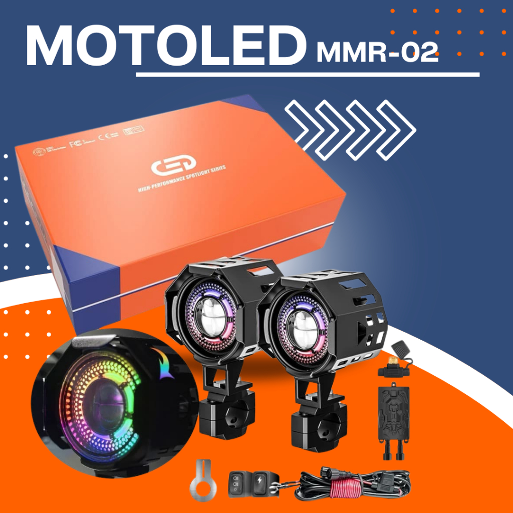 MOTOLED MMR-02 80W ไฟสปอร์ตไลท์มอเตอร์ไซค์ LED พร้อมชุดสายไฟครบชุด กันน้ำ IP67 ไฟตัดหมอก