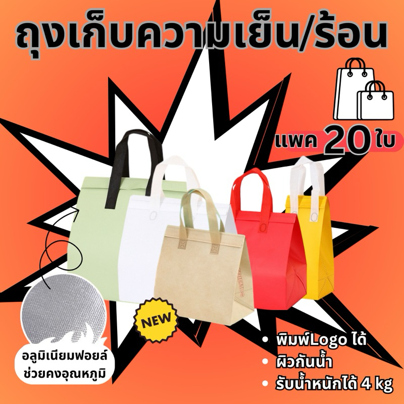 [แพค20 ใบ] ถุงฟอยล์เก็บความเย็น/ร้อน แบบแถบกาว