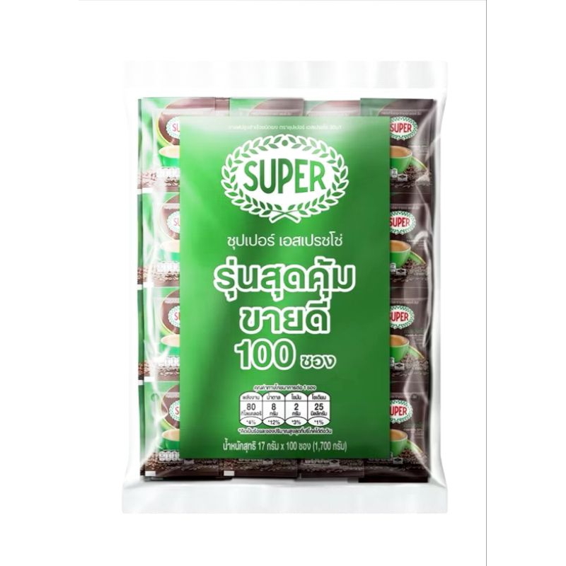 Super Coffee [100 ซอง] ซุปเปอร์กาแฟ เอสเปรซโซ่ 3อิน1