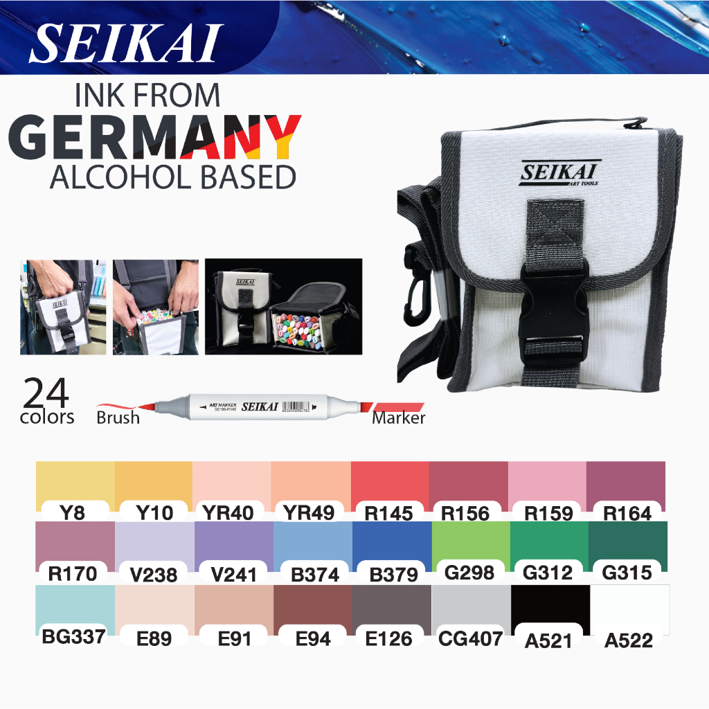 Seikai Art Marker Set 24/36 Colours I ชุดปากกามาร์คเกอร์ 2 หัวแถมกระเป๋า