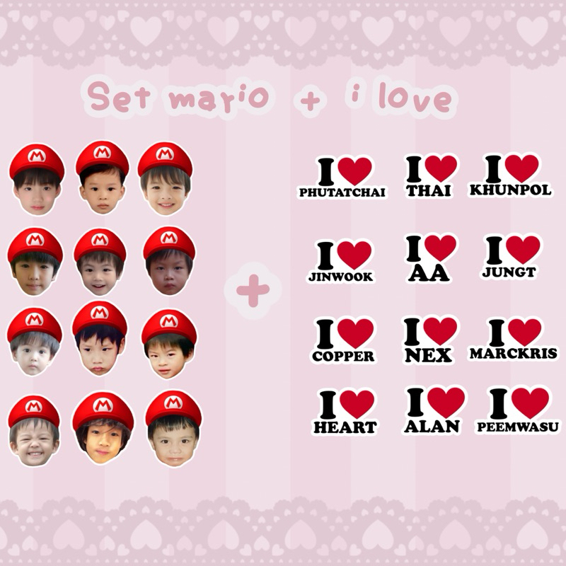 set sticker bus mario and i love