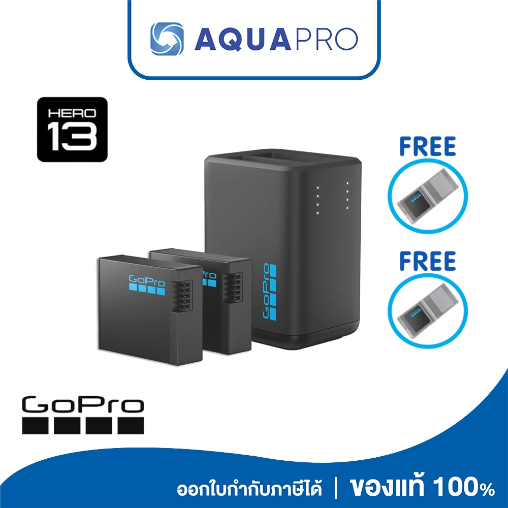 GoPro 13 Black Dual Charger Enduro Battery + Battery x 2 รุ่นใหม่ ประกันศูนย์ไทย 1 ปี ฟรีกล่องใส่แบต