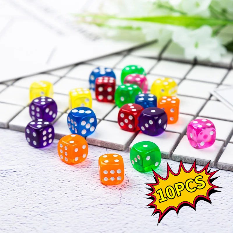 10PCS ลูกเต๋าใส ขนาด 1.4 ซม บอร์ดเกม บอร์ดเกมส์ ลูกเต๋าอะคริลิค ลูกเต๋าใส Dice