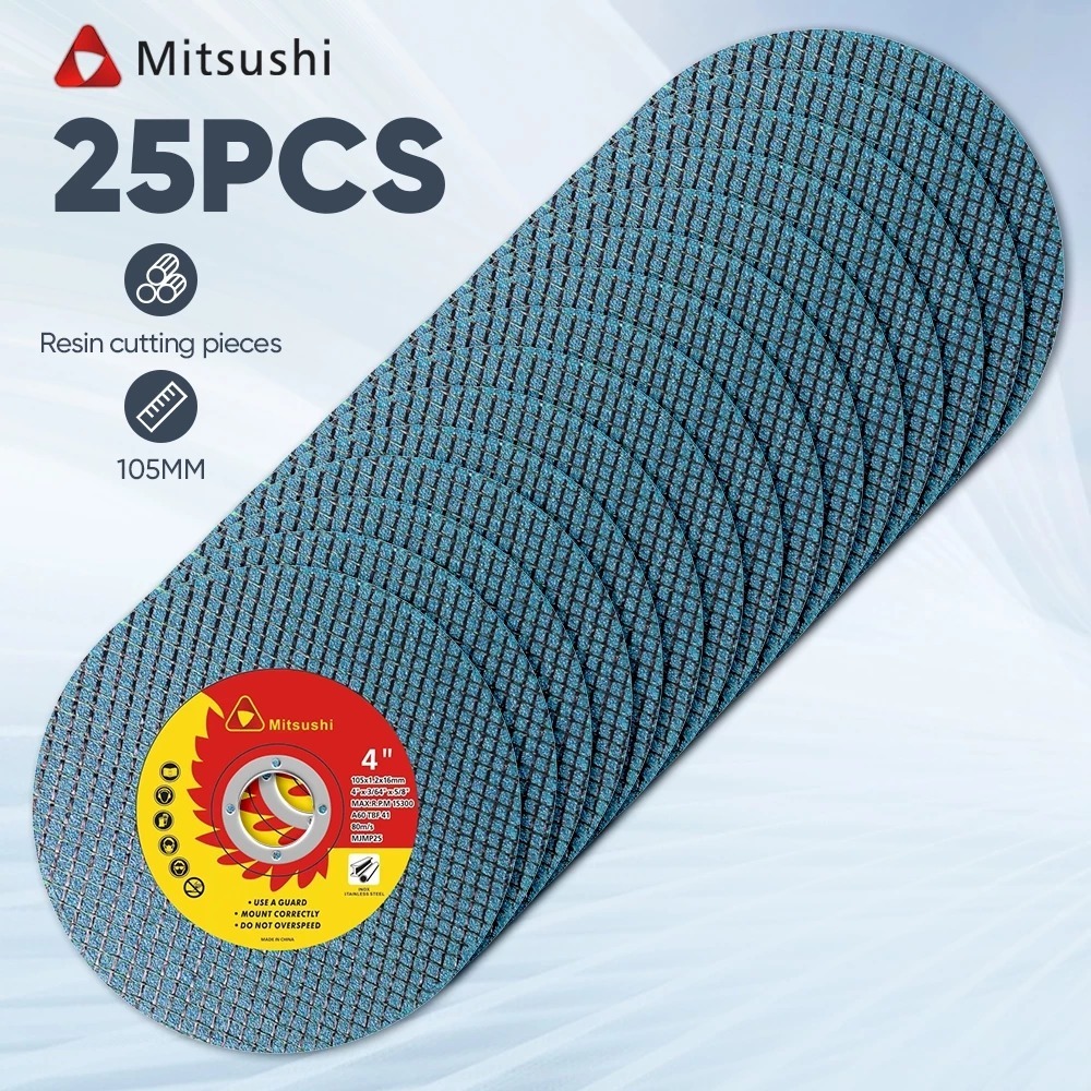 Mitsushi 10/25pcs  ใบตัดเหล็ก ตัดสเตนเลส 4 นิ้ว สำหรับเครื่องเจียร (105 มม. x 1.2 มม. x 16 มม.)