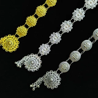 Vintage jewelry เครืองประดับโบราณเข็มขัดดอกไม้อีสานชุดล้านนาไทหัวเข็มขัด สีทอง