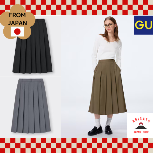 GU Pleated Midi Skirt [ส่งตรงจากประเทศญี่ปุ่น ของแท้ 100%]