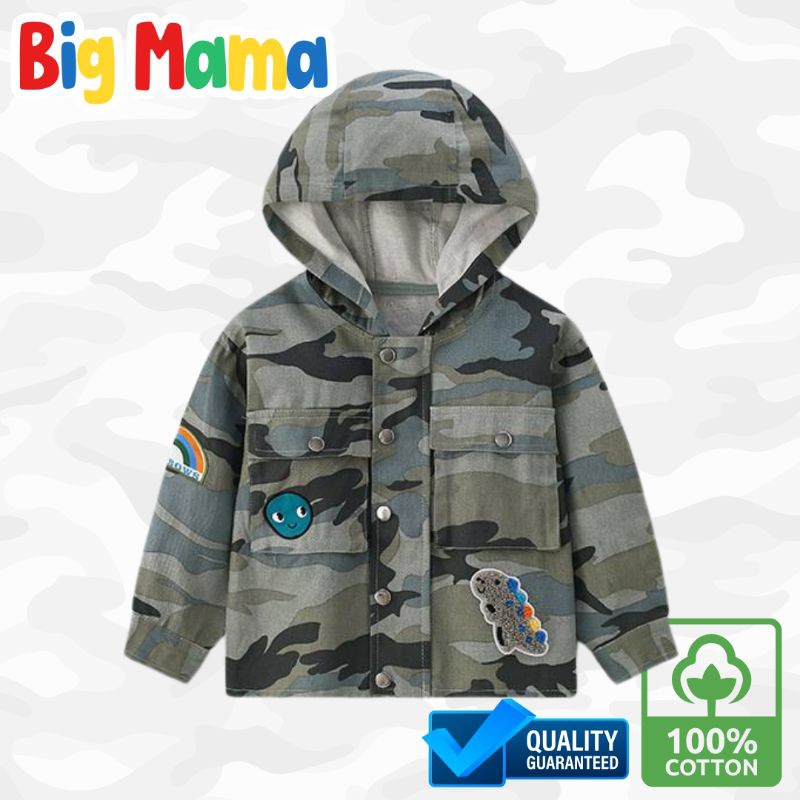 [90-140 ซม.] กดติดตามร้าน ลดเพิ่ม 5% เสื้อคลุมเด็กลายทหาร กันหนาว กันลมได้ ใส่สบายทรงเท่ๆ สีไม่ตก แบบคลาสสิคนะคะ