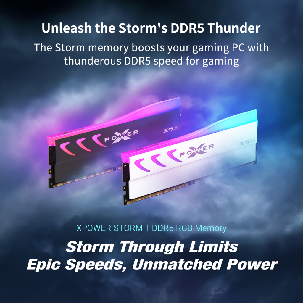 Silicon Power RAM PC DDR5 Gaming RGBรุ่น XPOWER Storm RGB 16GB/32GB, 6400MHz/6800MHz - รับประกันตลอดอายุการใช้งาน ขาว/ดำ
