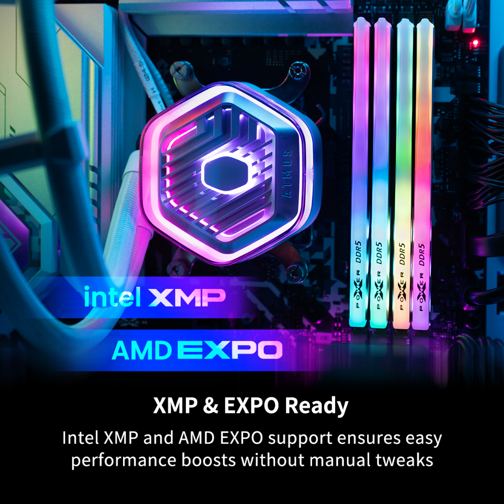 Silicon Power RAM PC DDR5 Gaming RGBรุ่น XPOWER Storm RGB 16GB/32GB, 6400MHz/6800MHz - รับประกันตลอดอายุการใช้งาน ขาว/ดำ