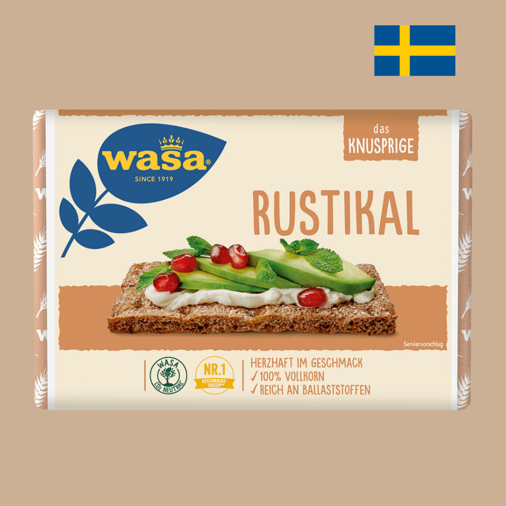 Wasa Rustikal ขนมปังกรอบที่มีคุณภาพสูง ทำจากข้าวไรย์เต็มเมล็ด 100% 275g อุดมไปด้วยใยอาหาร จากสวีเดน
