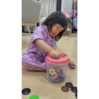 กระดุมยักษ์ Doomi กระปุกกลมใบใหญ่ 50 เม็ด 😋ฟรีการ์ดสี+เชือก‼️ Happy Baby Food gradeของเล่นเด็ก