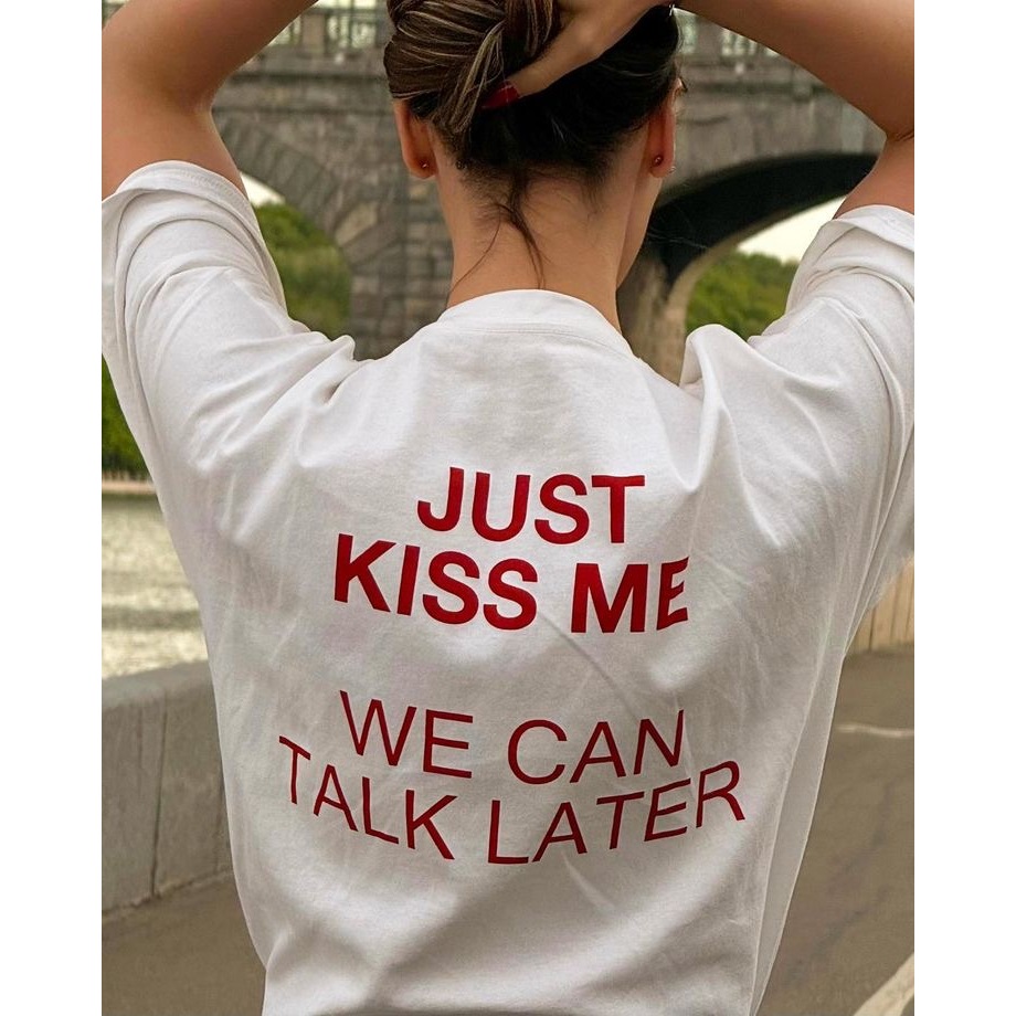 JUST KISS ME WE CAN TALK LATER | เน้นใส่ยาวๆ เสื้อขาวผ้าไม่บางเห็นชั้นใน ผ้าเกรดคุณภาพ พร้อมส่งจากไท