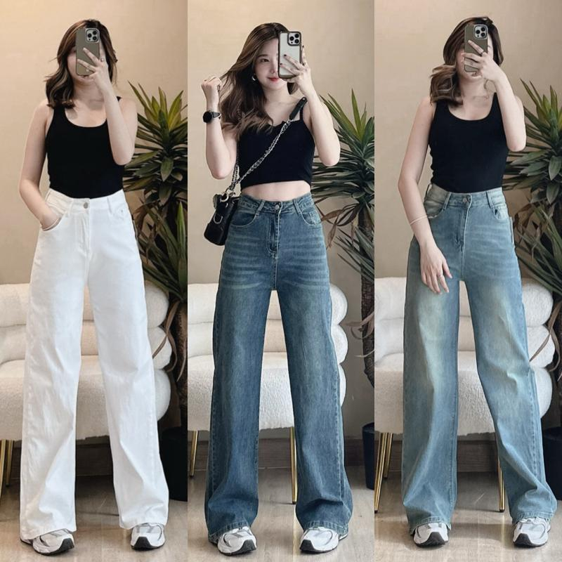 *เข้าใหม่4สี* รุ่น กางเกงยีนส์ ไซส์ M-3XL [ ผ้ายืด ] ขากระบอกใหญ่