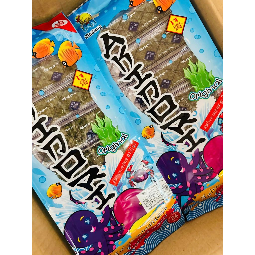 สาหร่ายปรุงรส แผ่น กรอบอร่อย   1 แพ็คมี 24 ห่อ