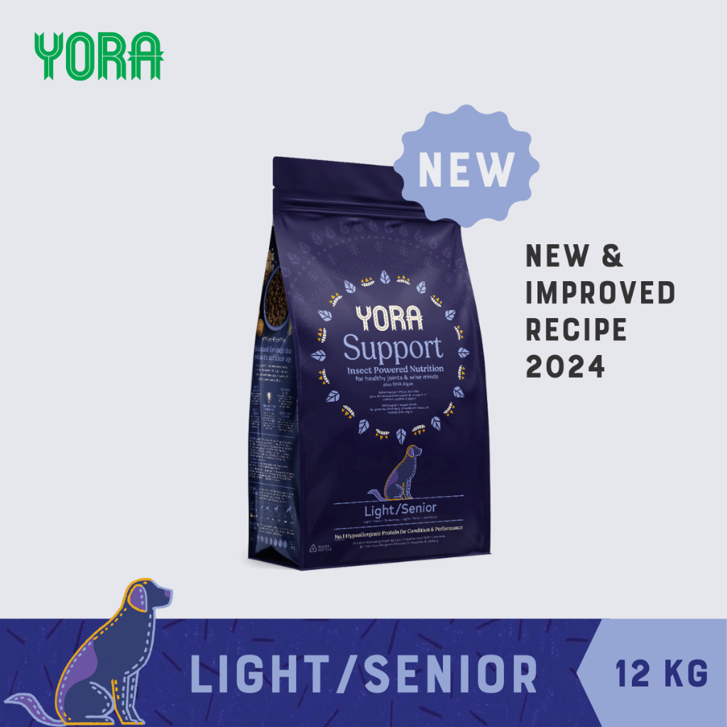 YORA Light/Senior 12 kg โยรา ไลท์/ซีเนียร์ 12 กก. สำหรับสุนัขสูงอายุ หรือ ลดน้ำหนัก จากโปรตีนแมลง