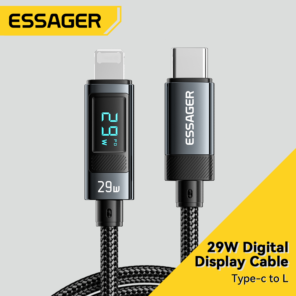 Essager Type-C to L PD29W สายเคเบิลข้อมูลจอแสดงผลดิจิตอล USB2.0 ลวดถัก มาพร้อมกับ Velcro for ip รูปที่ 7