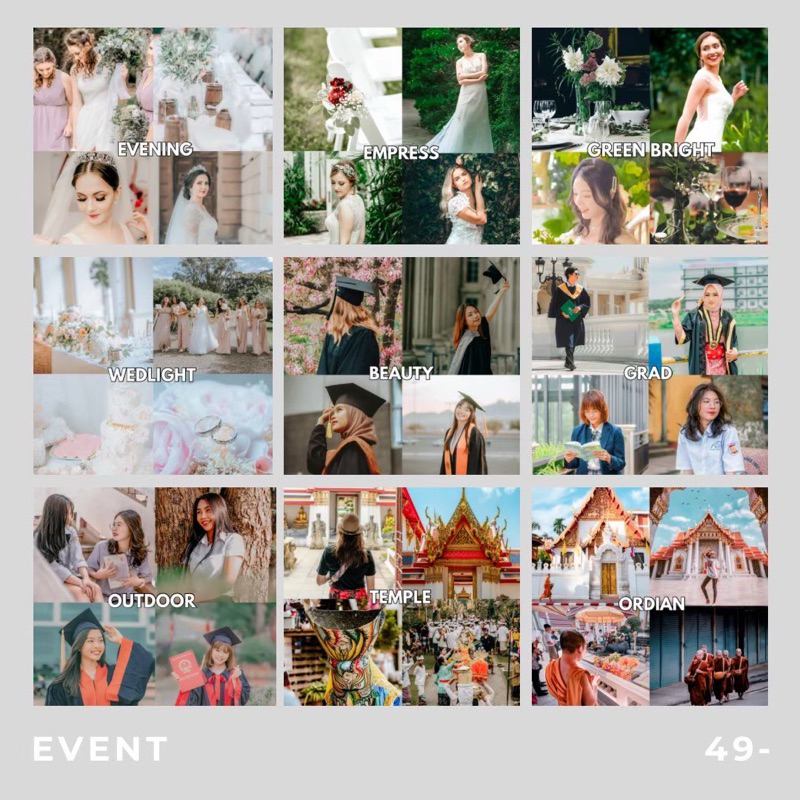 คุมโทน preset lightroom โทนแต่งภาพแต่งงาน งานบวช รับปริญญา ขาวละมุน