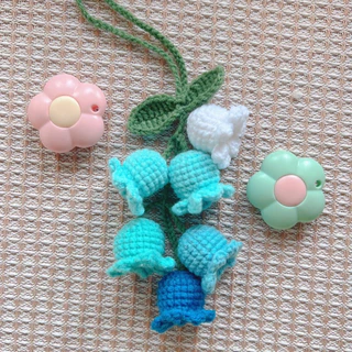 สายคล้องกระเป๋าถักไหมพรม ดอกระฆังหรือดอกลินลี่แห่งภูเขา Lily of the valley