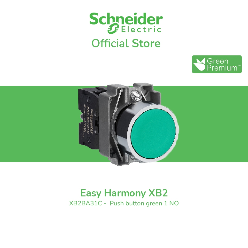 Schneider Electric Easy Harmony XB2 Push button green 1 NO - XB2BA31C สินค้าในชุดประกอบด้วย ZB2BA3C 