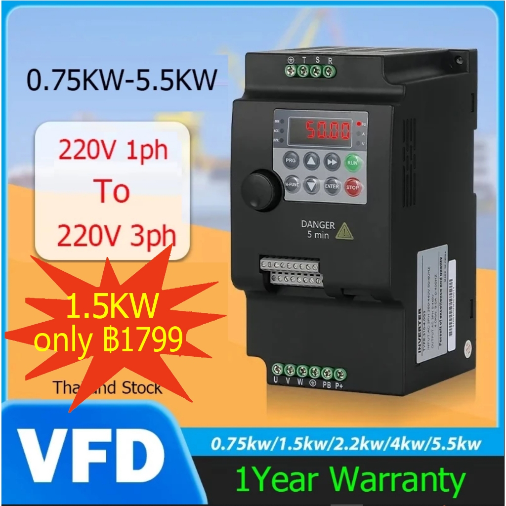 【Thailand Stock】220V 0.75KW/1.5KW/2.2KW 1HP/2HP/3HP ประหยัด Mini VFD Variable Frequency Drive Converter ตัวแปลงความถี่ – โปรปัง