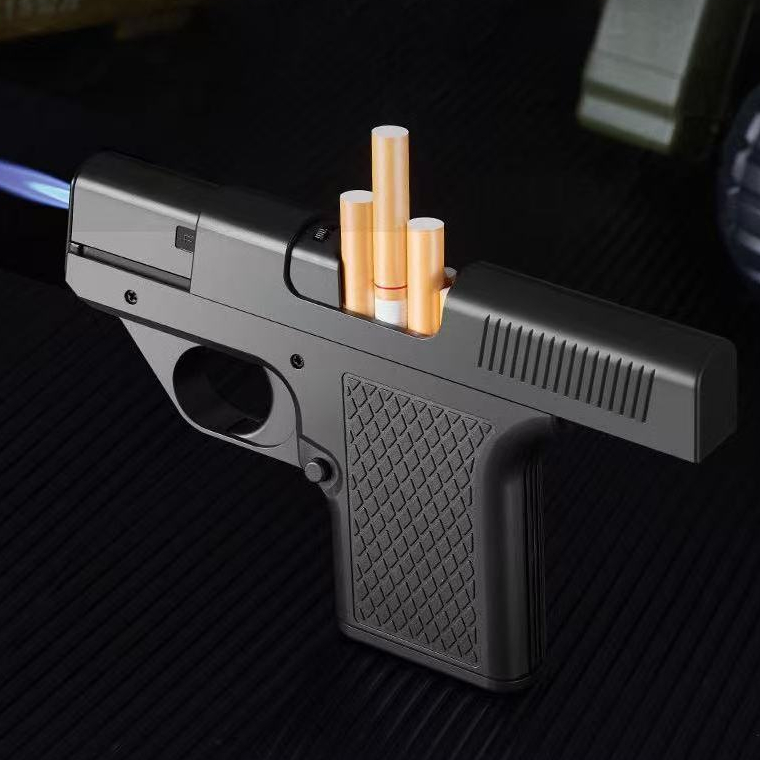 กล่องบรรจุบุหรี่ กล่องเก็บบุหรี่ พร้อม ไฟแช็คไฟฟู่ ใส่ได้ 10 มวน 2 IN 1 วัสดุทัน