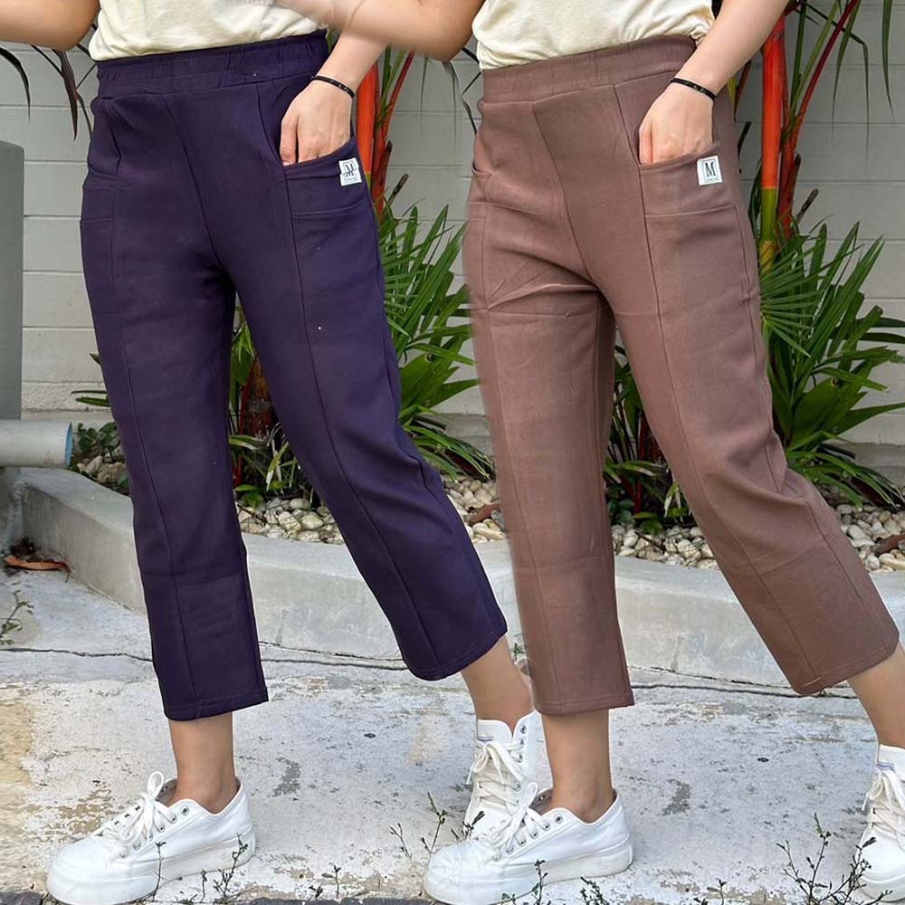 ส่งไว กางเกงสีพื้นผู้หญิง ใส่ลำลองผ้าเทพ ผ้ายืดใส่สบายทรงสวย