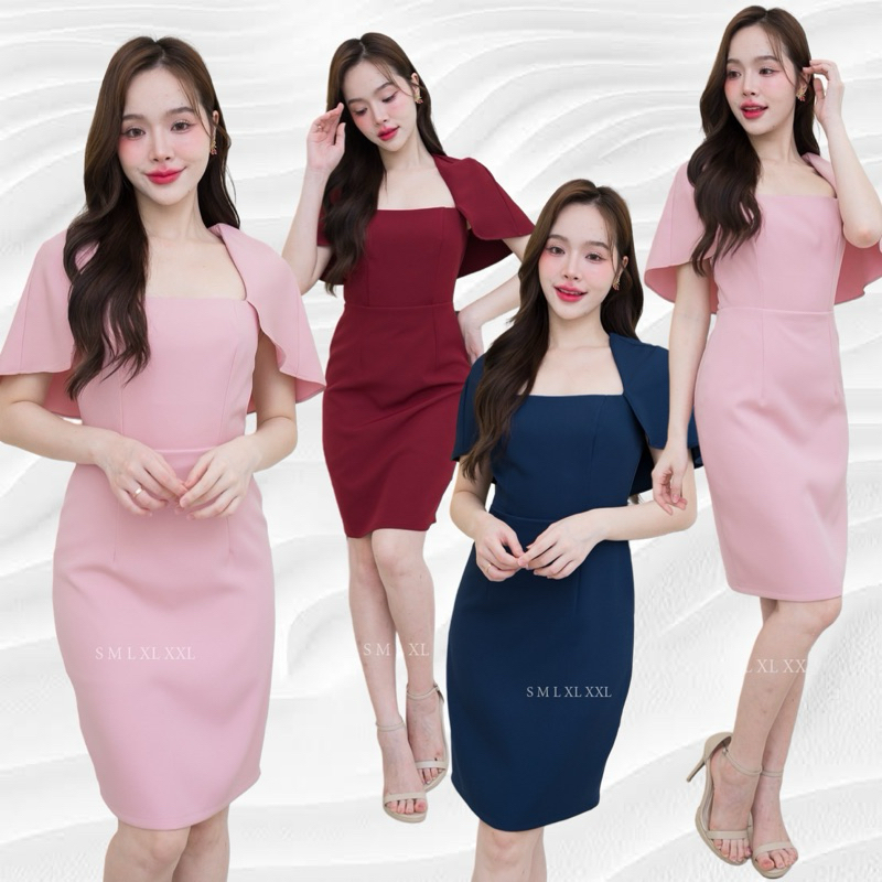 เดรสแขนแต่งคลุมไหล่-302