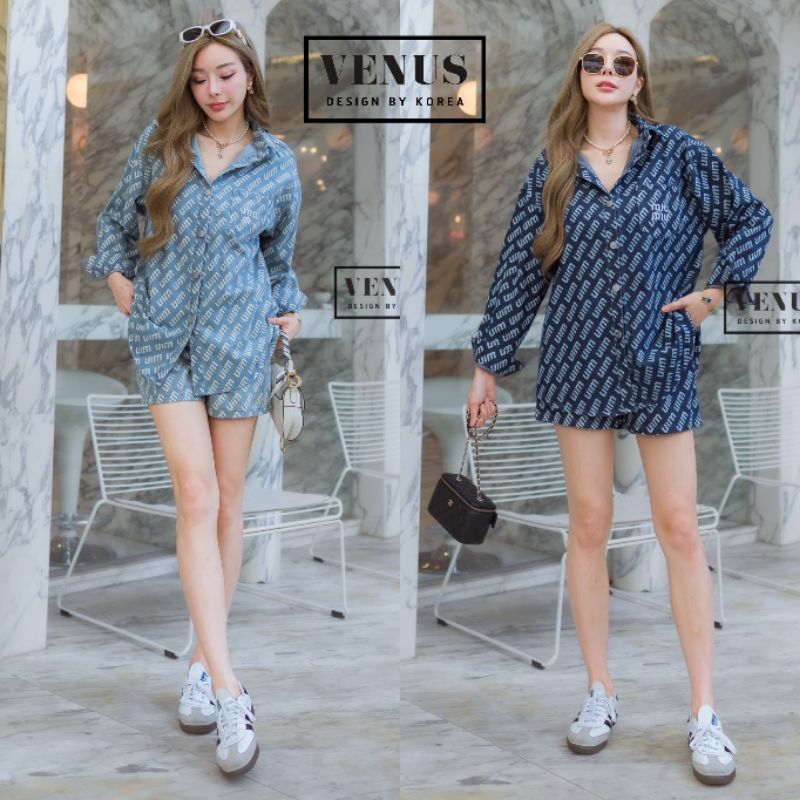 Jeans Set ชุดเซตผ้ายีนเนื้อดี สกีนลายตัวอักษรตามแบบ งานสวยเป๊ะมากๆนะคะ
