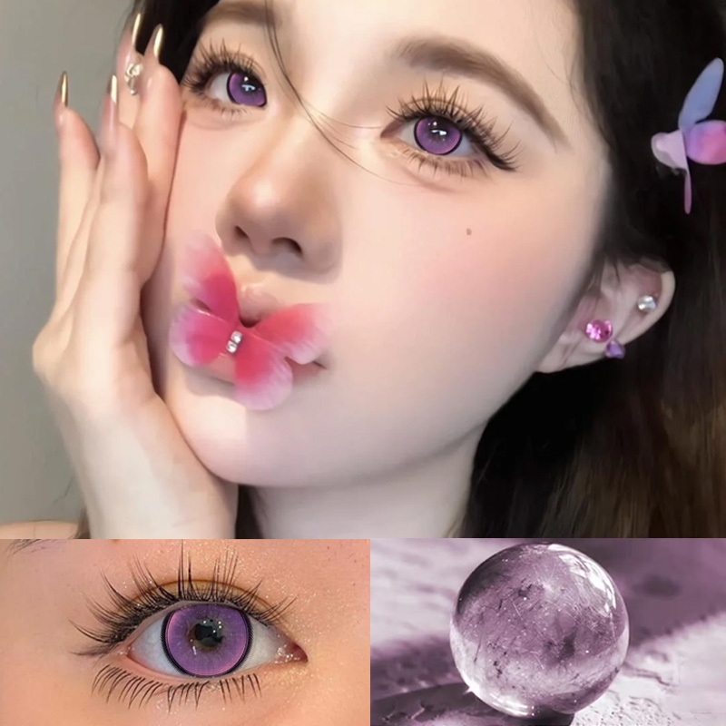 (จัดส่งเร็วจากไทย) คอนแทคเลนส์คอสเพลย์ สีม่วง สีชมพู 2 ชิ้น คอสเพลย์ ปาร์ตี้แฟนซี ตุ๊กตาน่ารัก