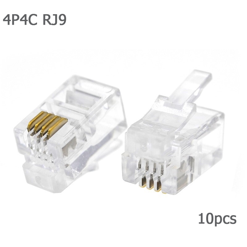 4P4C RJ9 โทรศัพท์เชื่อมต่อ 4-Core Audio Connector 4 สายปลั๊ก 10pcs