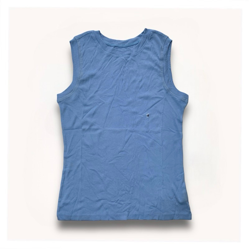 G.H. Bass & Company (ฏ/2) เสื้อกล้ามคอกลม สีฟ้าเข้ม ผ้ายืด เซลตำหนิ