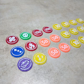 Pokemon TCG Tokens และ Damage Counters – ชุดโทเคนสำหรับการเล่นเกมการ์ดโปเกมอน [3D Print]