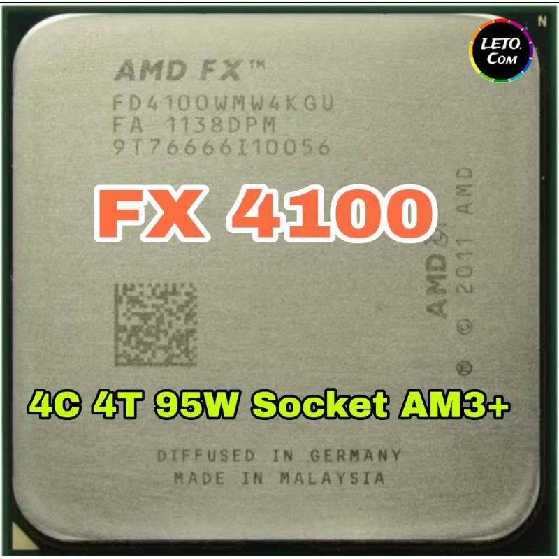 ซีพียู CPU AMD FX4100 3.6Ghz Turbo 3.8Ghz(4คอ4เทรด) ฟรีซิลิโคลน1ซอง FX 4100