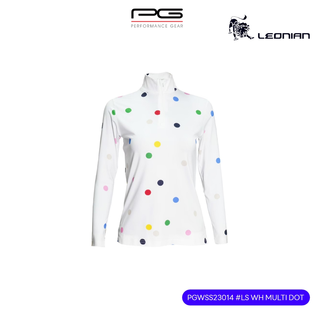 เสื้อผ้ากอล์ฟ PG WOMEN # PGWSS23014 (LS WH MULTI DOT)