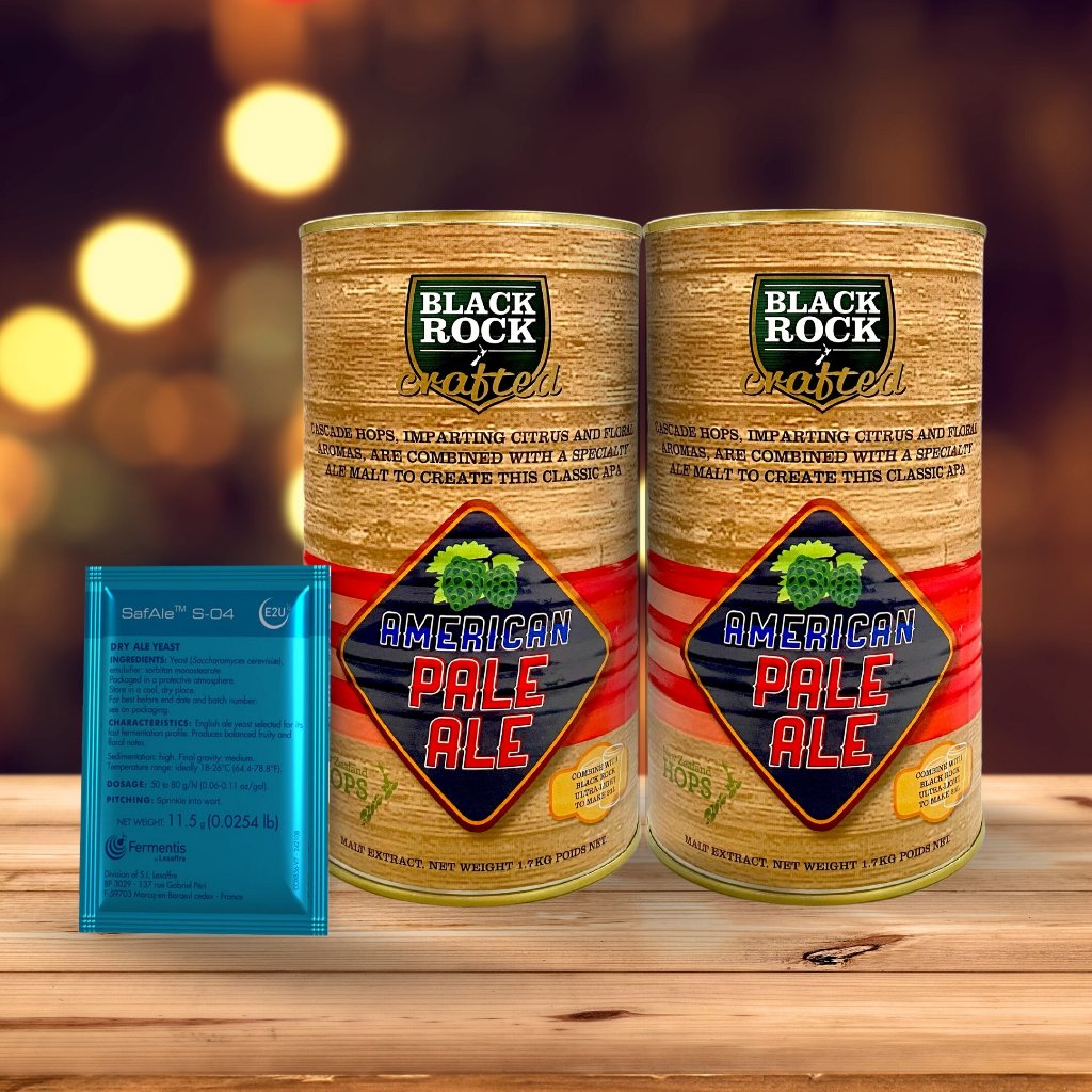 ชุดวัตถุดิบทำเบียร์ Black Rock American Pale Ale (ไม่ต้องต้ม)(20 ลิตร) (BBE 08/26)