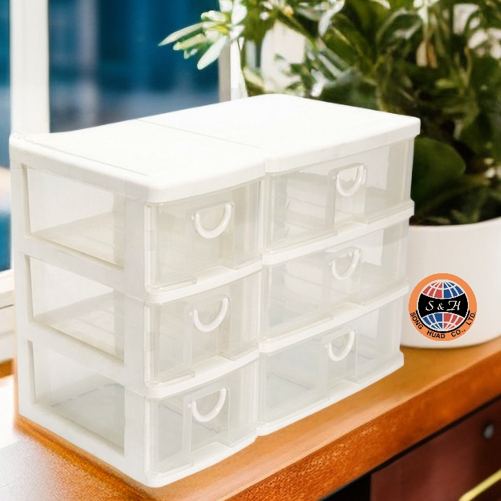 กล่องลิ้นชัก 3 ชั้น 6 ช่อง CK-556 ขนาด : 38 x 21 x 27.5 CM. ( กว้าง*ยาว*สูง )