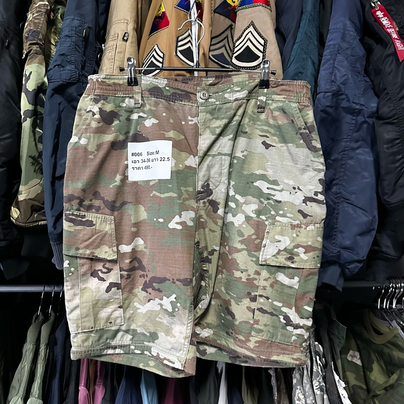 Sz.M กางเกงทหาร USA แท้ 100% กางเกงขาสั้น กางเกงทหารอเมริกา กางเกงลายพราง ผ้าก้างปลา ชุดทหาร #006
