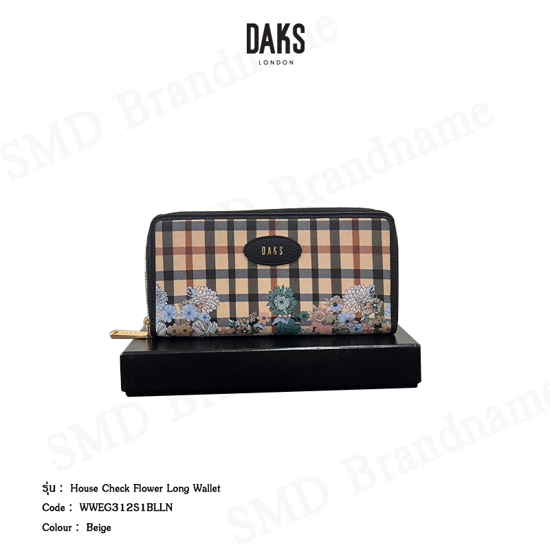 DAKS กระเป๋าสตางค์ใบยาว รุ่น House Check Flower Long Wallet  Code: WWEG312S1BLLN