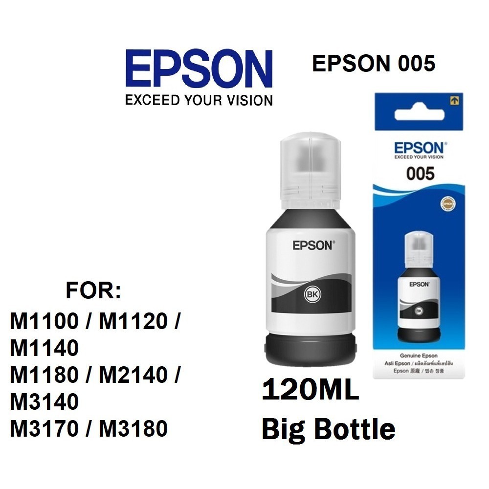 หมึก Epson 005 100% (T03Q100) BLACK 120ml หมึกกันน้ำ (M1100/M1120/M1140/M1170/M1180/M2110/M2120/M2140/M2170