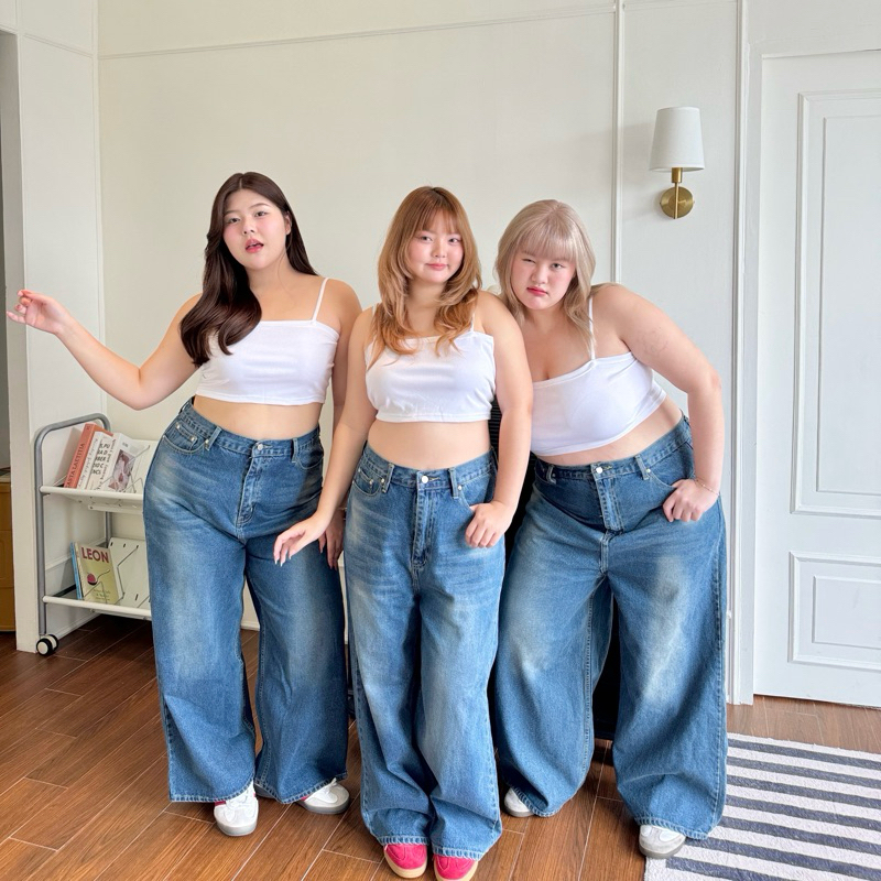 Chubby Fade Jeans”ยีนส์เข้มเฟดเก็บพุงสาวอวบ“