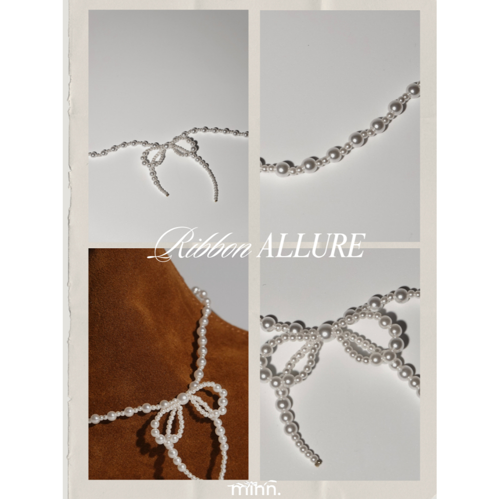 mihn. - Ribbon Pearl Necklace สร้อยไข่มุก