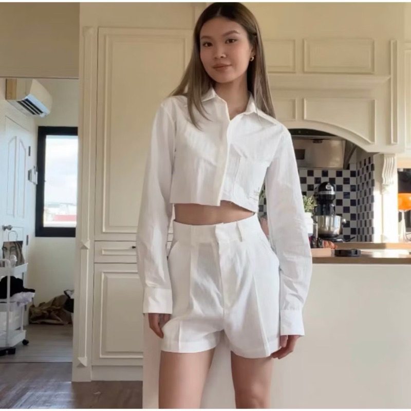 Cropped shirt Mad Mama สีขาว