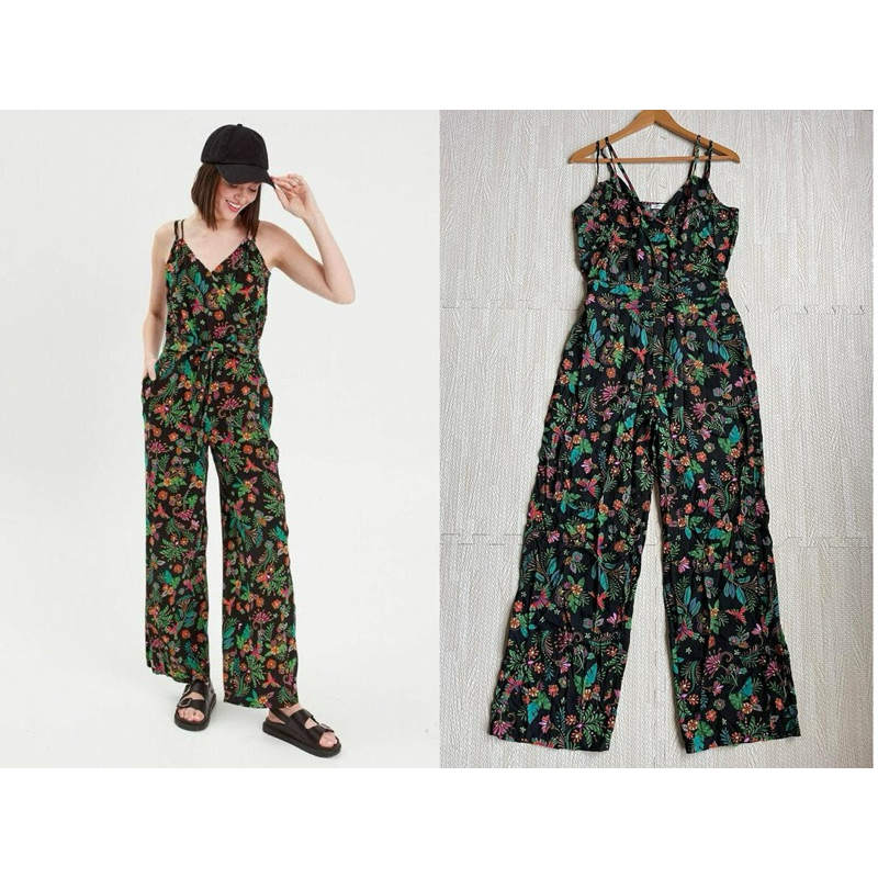 Cache cache jumpsuit สายปรับได้ มีกระเป๋ากางเกง เอวสม็อคยืด ผ้าคอตตอน งานสวยค่ะ ❗️ไม่มีเชือกผูกเอวนะ