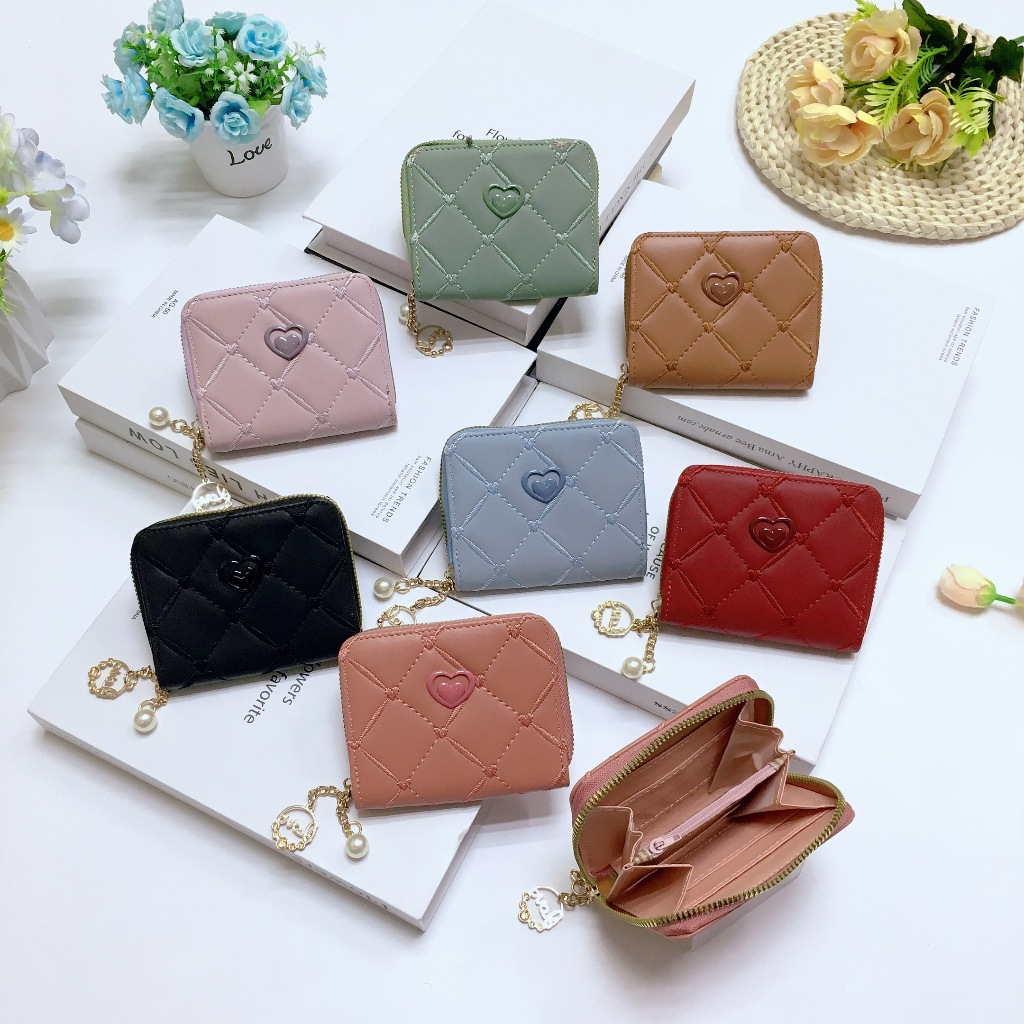 พร้อมส่ง.7สี กระเป๋าสตางค์ผู้หญิง กระเป๋าสตางค์ใบสั้น กระเป๋าสตางค์ พร้อมช่องใส่บัตร สําหรับผู้หญิง #AT01