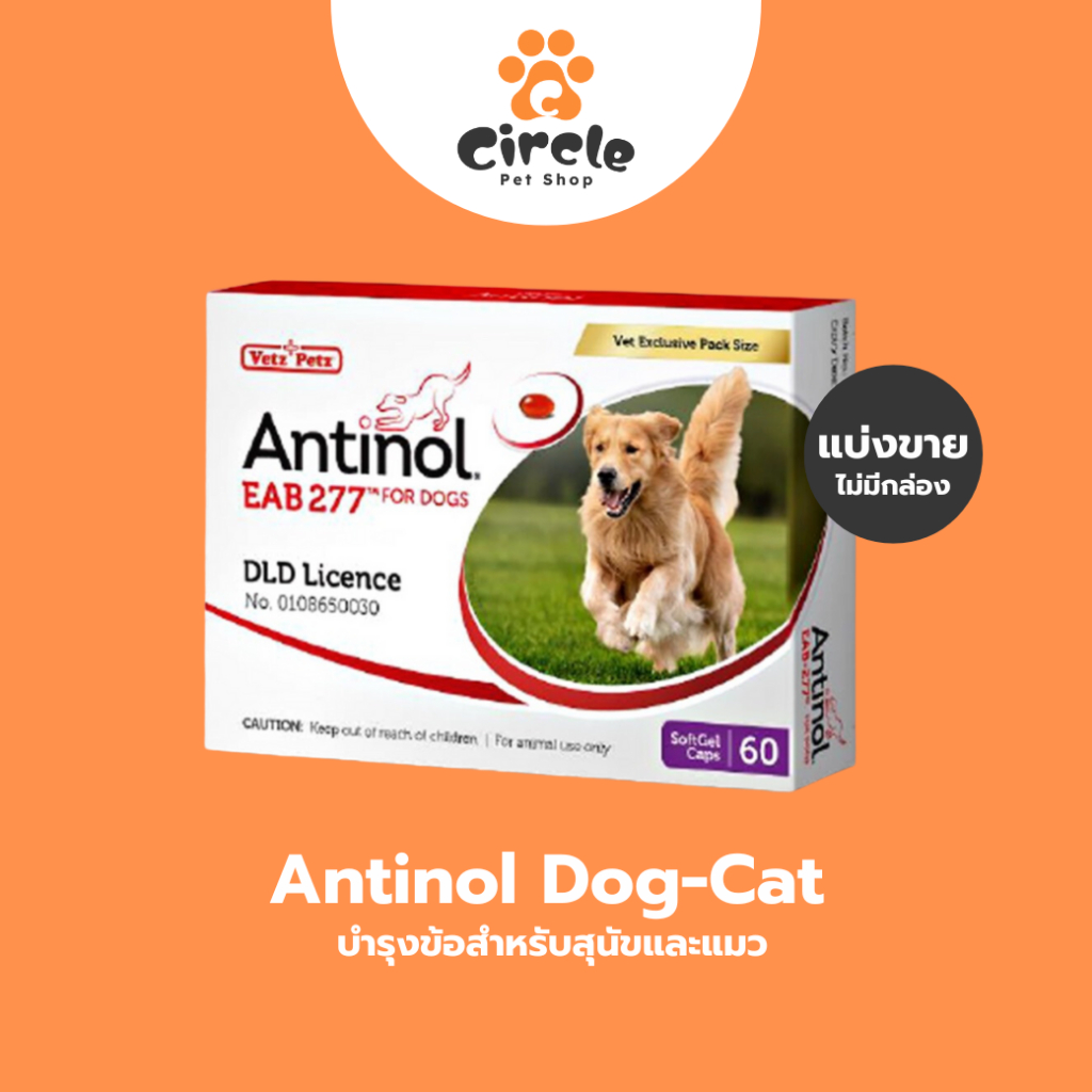 [สินค้าขายดี][ แบ่งขาย ไม่มีกล่อง] Antinol Dog แอนทินอล อาหารเสริมไขมัน บำรุงข้อ สำหรับสุนัข