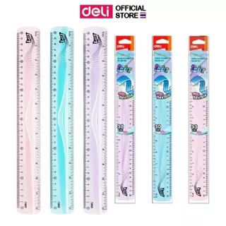 ไม้บรรทัดงอได้ Deli ไม้บรรทัด 30cm. งอได้ ไม่หัก เครื่องเขียนสำหรับนักเรียน อุปกรณ์การเรียน (คละสี 1 ชิ้น)